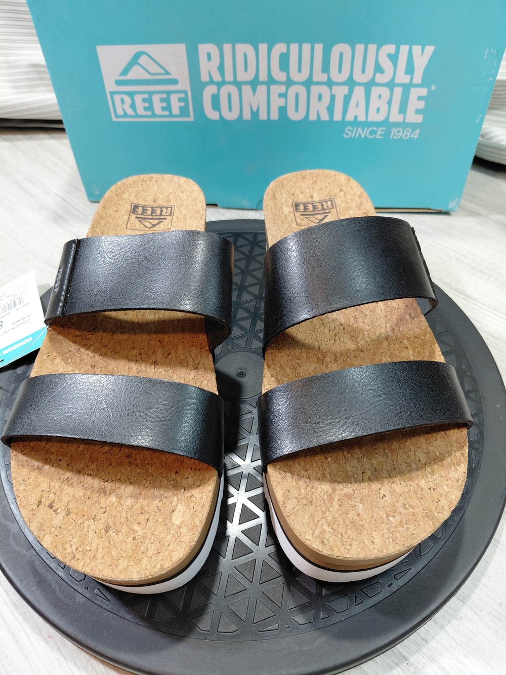 NWT Reef Womens Vista Hi Platform Two Strap Cork Foot Bed Slide Sandals SIZE 8 - Picture 2 of 10